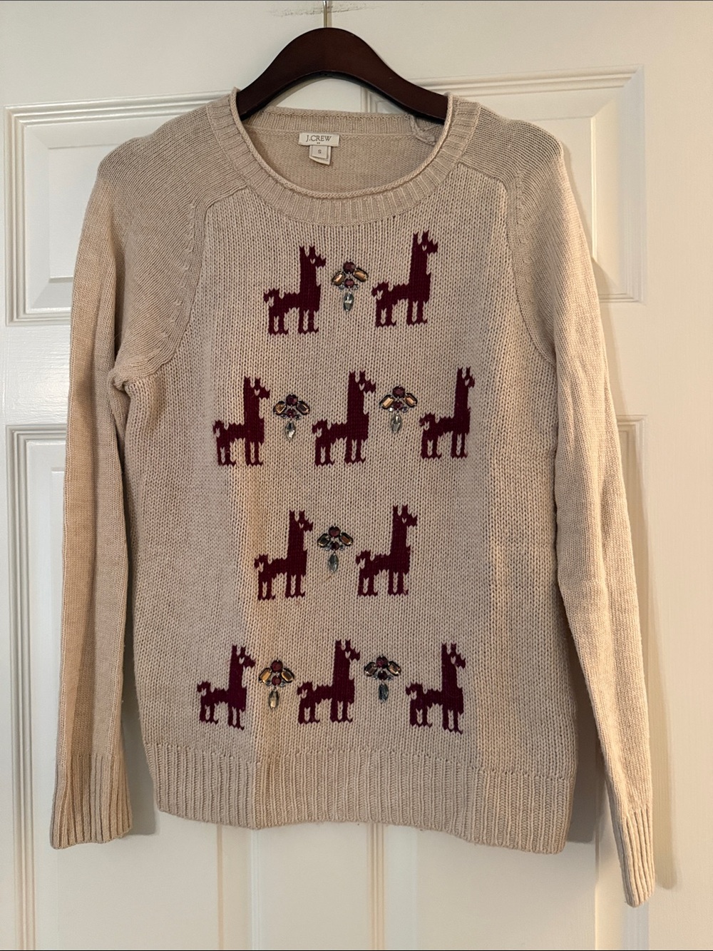 J Crew Factory rhinestone llama sweater small